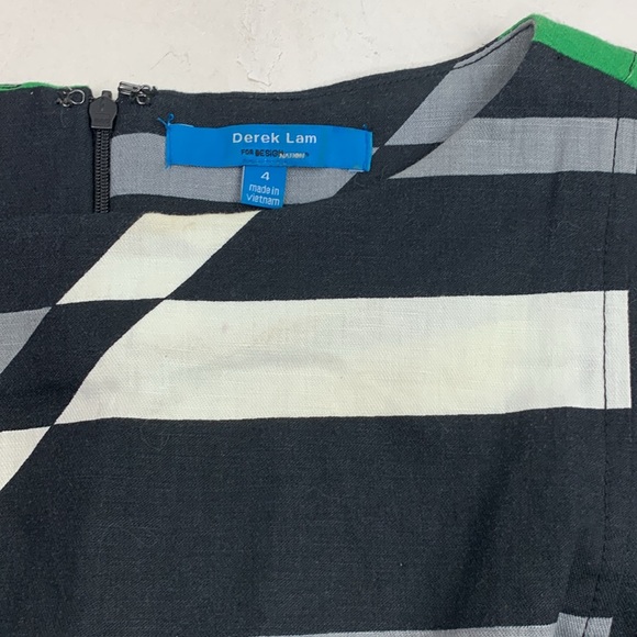 Derek Lam Linen Dress Size 4 Short Cap sleeve Zip up Geometric Multicolor Earthy - Picture 13 of 15